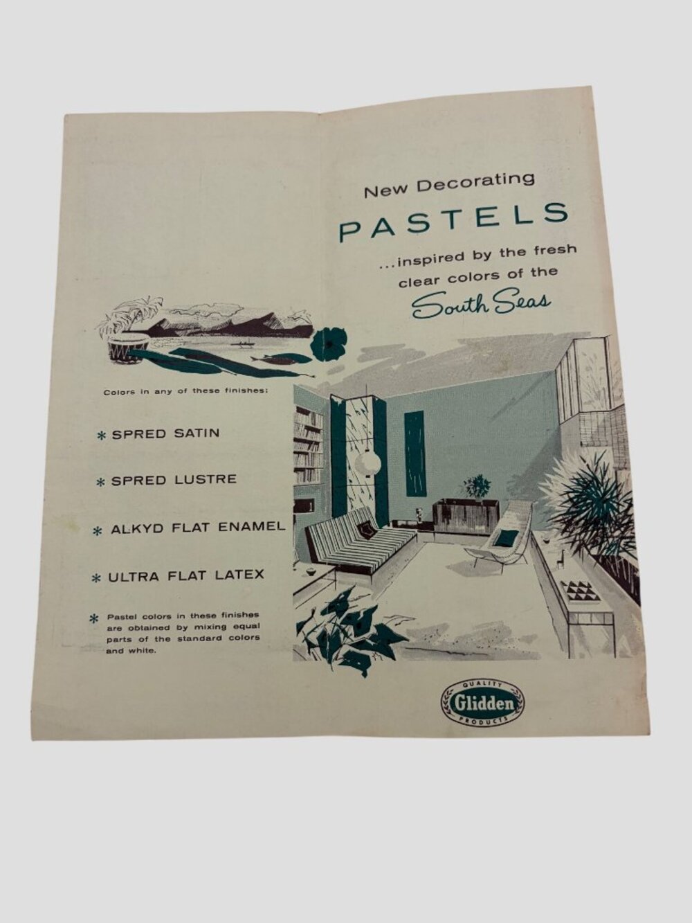 1957 Glidden Paint Color Chart New Decorating Pastels Midcentury Modern Ephemera